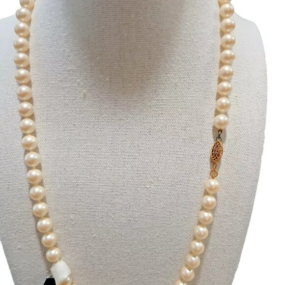 Majorca Pearl Necklace Hand Knot 6, 7 & 8 mm Spain Natural White 16 18 20 & 30" - Picture 2 of 6